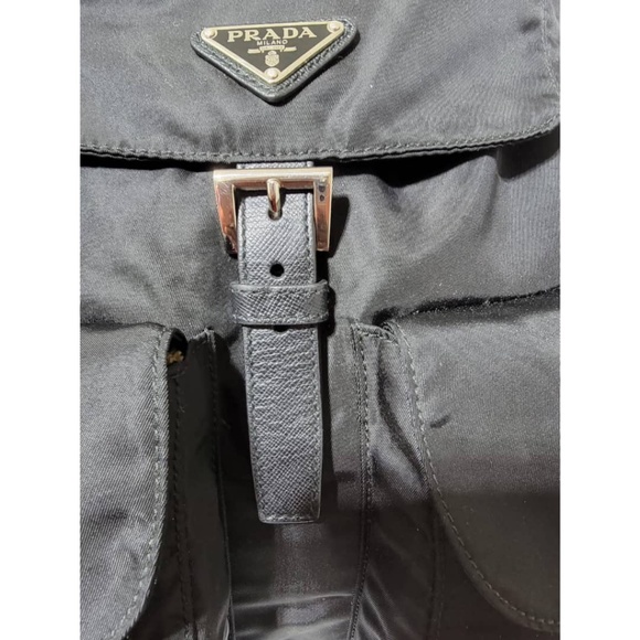Authentic Prada Tessuto Nylon Double Pocket Backpack Black main image 7